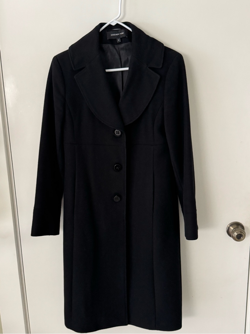 Jones New York Black Single-Breasted Wool Trench Coat